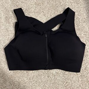 Black Sports Bra with Front Zipper